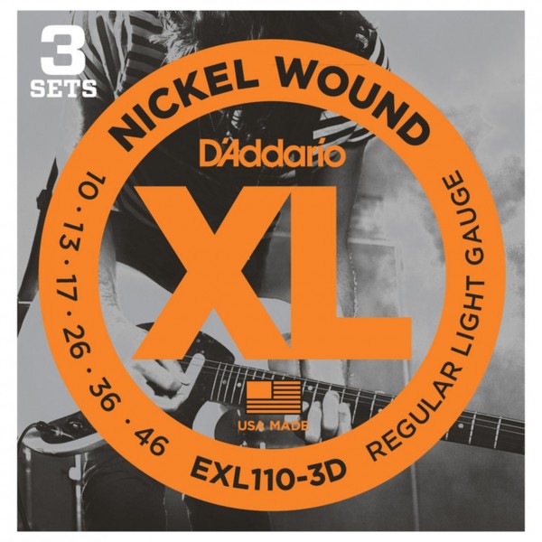 D'Addario EXL110 Nickel Wound, Regular Light, 10-46 x 3 Pack