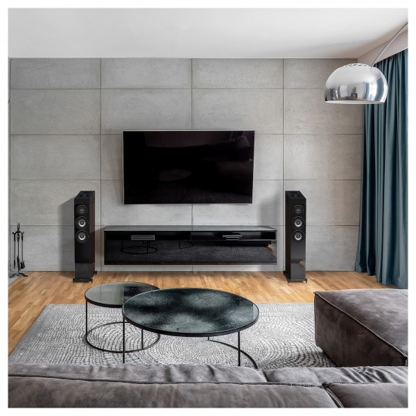 Wharfedale Diamond 12 3D Surround Sound Speaker, Black Oak - lifestyle