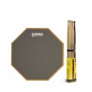 RealFeel Evans Apprentice Pad, 7" & Promark Rebound 5B Hickory Sticks