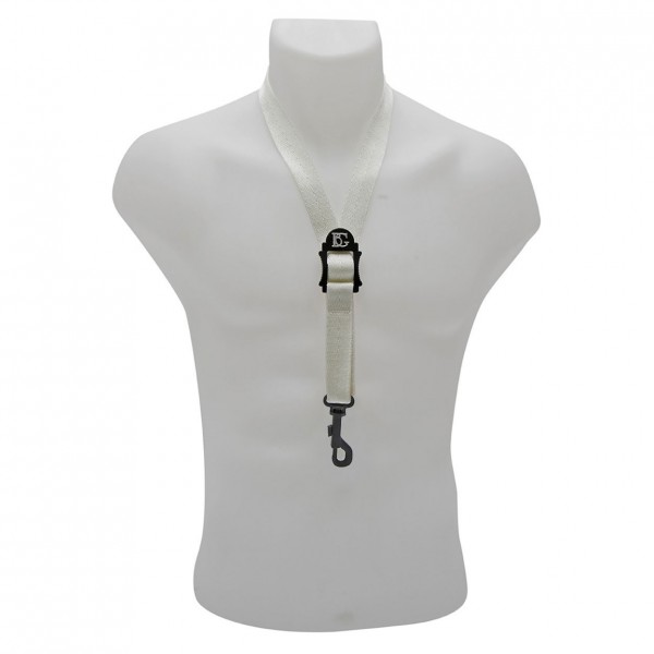 BG AT Saxophone Leather Strap, Plastic Snap Hook, White, L