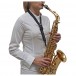 BG AT Saxophone Standard Saxophone Strap, Plastic Snap Hook, Black - In Use