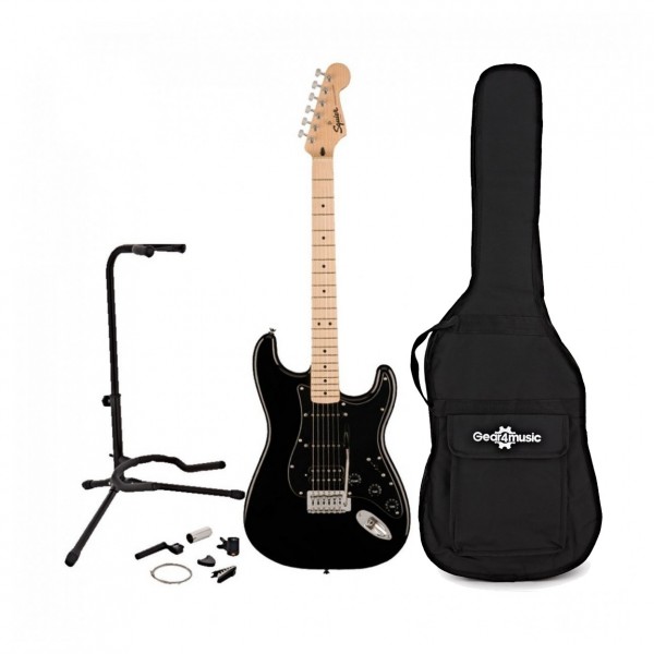 Squier Sonic Stratocaster HSS MN, Black w/ Gig bag & Accesory pack