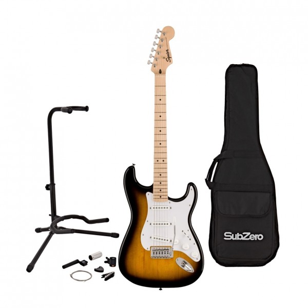 Squier Sonic Stratocaster, 2-C Sunburst w/ Gig bag & Accesory pack