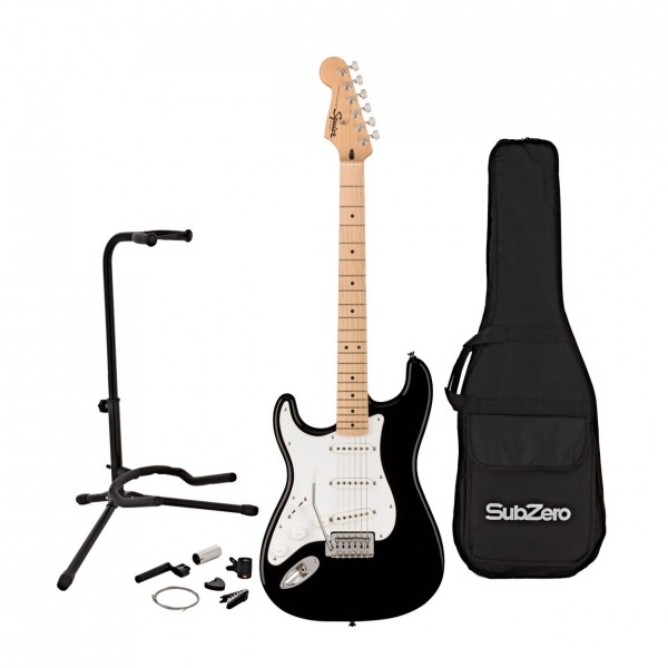 Squier Sonic Stratocaster Left Handed Black w Gig bag & Accesory pack