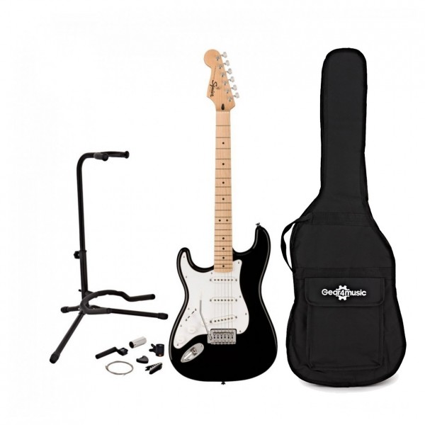 Squier Sonic Stratocaster Left Handed Black w Gig bag & Accesory pack