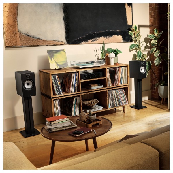 Bowers & Wilkins FS-600 S3 Speaker Stands (Pair), Black Lifestyle View