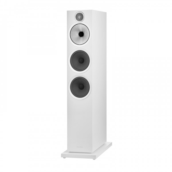 Bowers & Wilkins 603 S3 Floorstanding Speakers, White - Angled