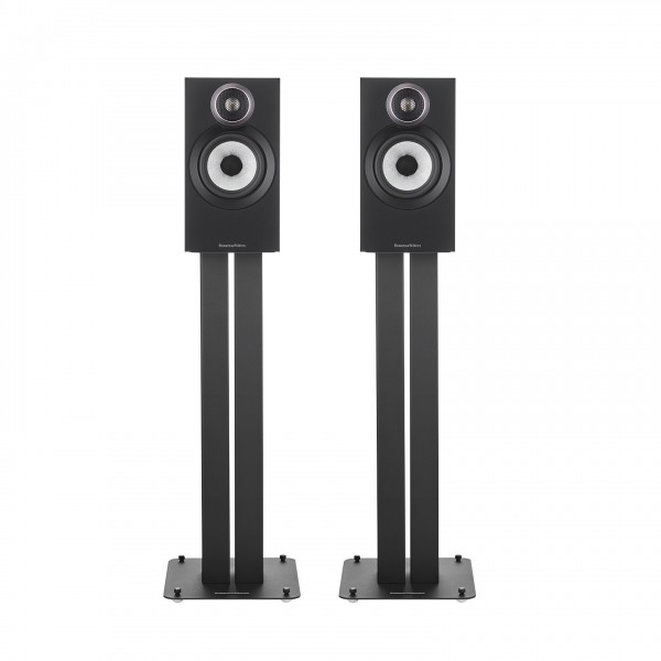 Bowers & Wilkins 607 S3 Bookshelf Speakers (Pair) with Stands, Black Front View 2