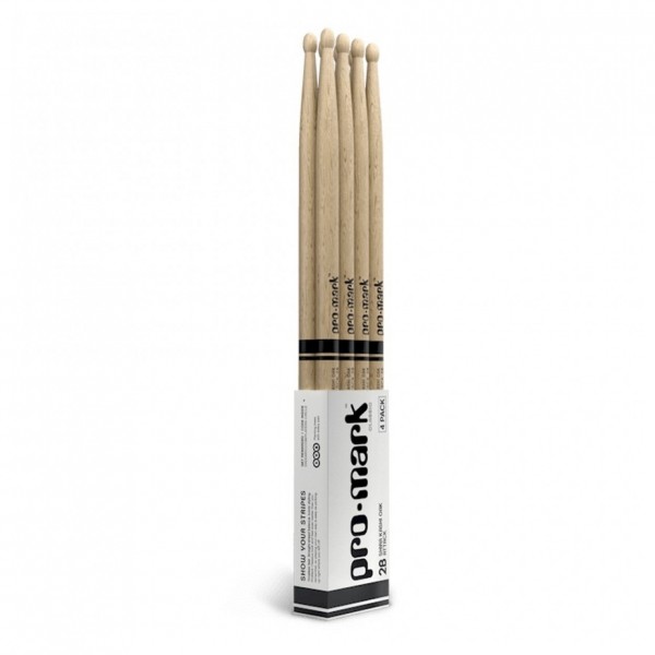 Promark Classic Forward 5A Hickory Drumsticks Oval Wood Tip, 4-Pack