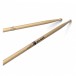 Promark Classic Forward 5A Hickory Drumsticks Oval Wood Tip, 4-Pack - Angled