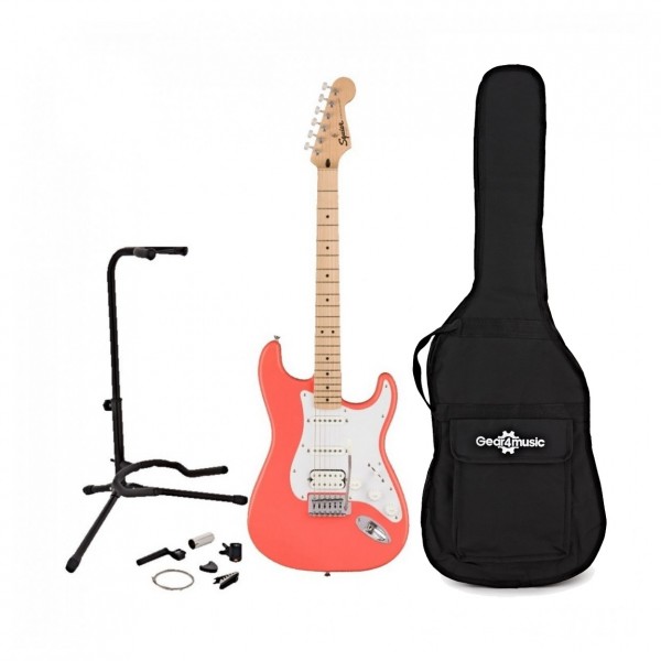 Squier Sonic Stratocaster HSS, Tahiti Coral w Gig bag & Accesory pack