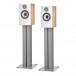 Bowers & Wilkins 607 S3 Bookshelf Speakers (Pair) with Stands, Oak Front View