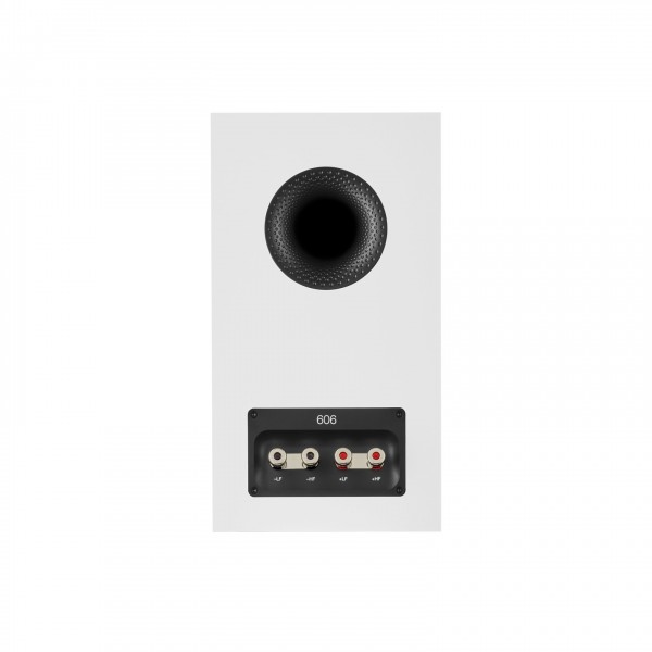 Bowers & Wilkins 606 S3 Bookshelf Speakers, White - Rear View