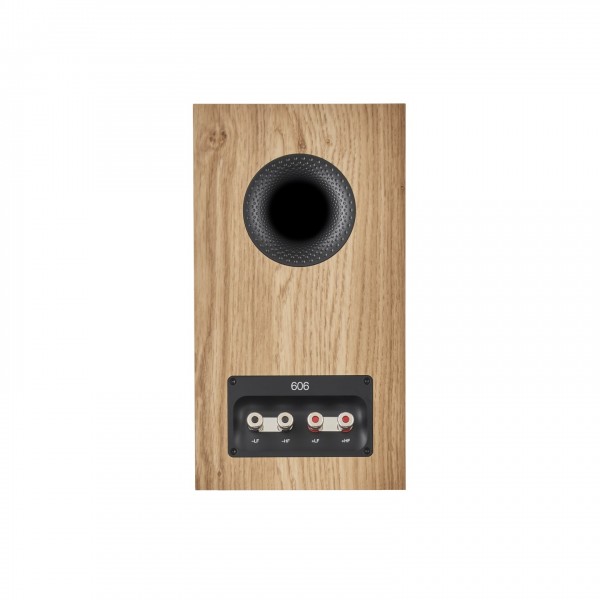 Bowers & Wilkins 606 S3 Bookshelf Speakers, Oak - Rear View