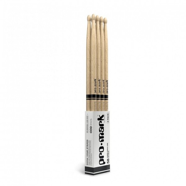 Promark Classic Attack 5B Shira Kashi Oak Drumstick Oval Tip, 4-Pack