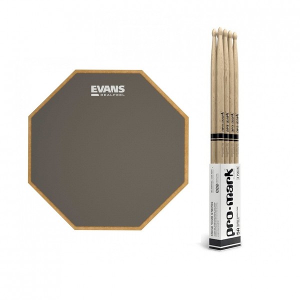 RealFeel Evans Apprentice Pad, 7" & Promark Oak 5A Sticks