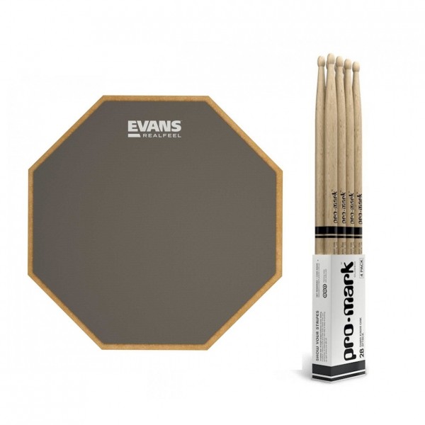 RealFeel Evans Apprentice Pad, 7" & Promark Oak 2B Sticks