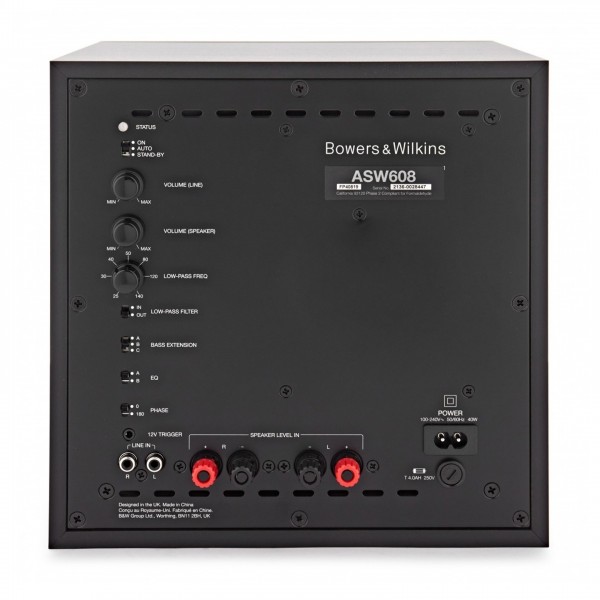 Bowers & Wilkins ASW608 Subwoofer, Black Back View