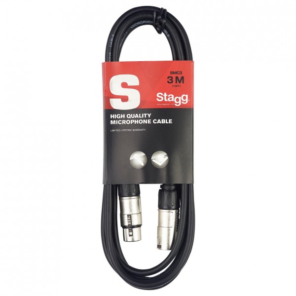 Stagg 3m XLR to XLR Microphone Cable - Black