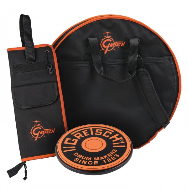 Gretsch Standard Cymbal, Stick Bag & 6" Practice Pad Bundle, Orange