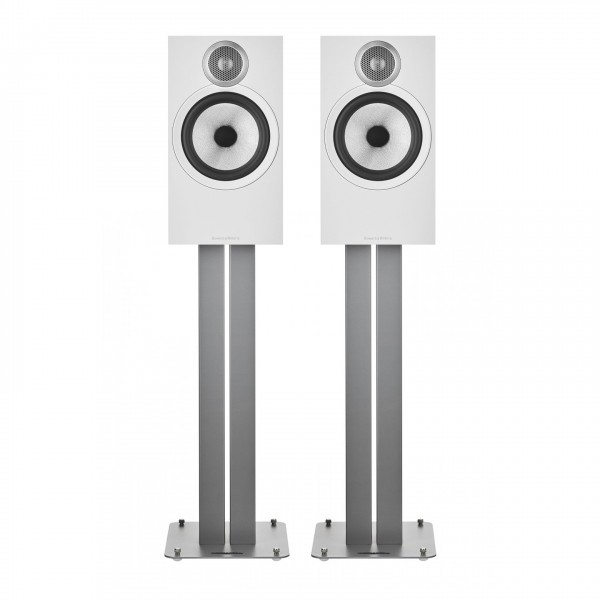 Bowers & Wilkins 606 S3 Bookshelf Speakers (Pair) with Stands, White