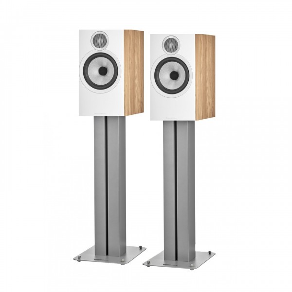 Bowers & Wilkins 606 S3 Bookshelf Speakers (Pair) with Stands, Oak