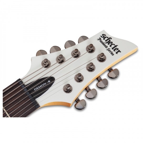 Schecter Demon-8 8 String, Vintage White Headstock