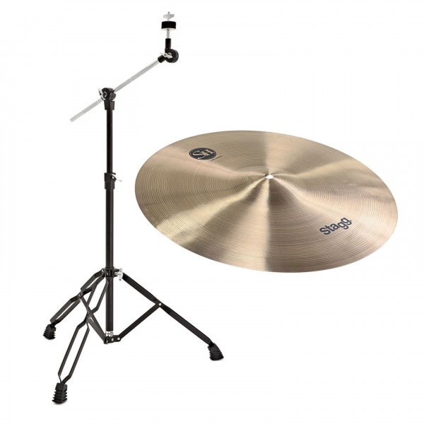 Stagg 18" SH Thin Crash Cymbal & Gear4music Boom Arm Stand, Black