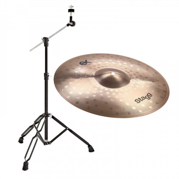Stagg EX 16” Brilliant Medium Crash & Boom Arm Stand, Black