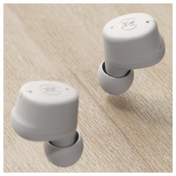 Yamaha TW-E3C True Wireless Earbuds, Beige Lifestyle View