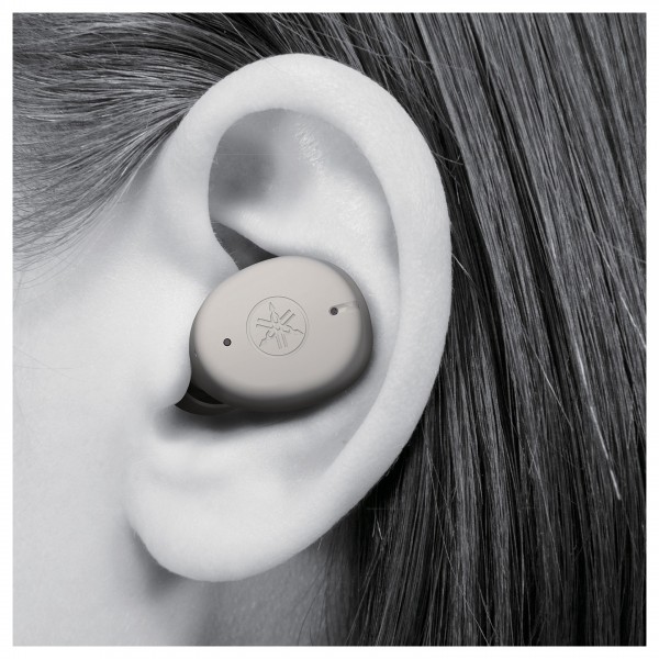Yamaha TW-E3C True Wireless Earbuds, Beige Lifestyle View 2