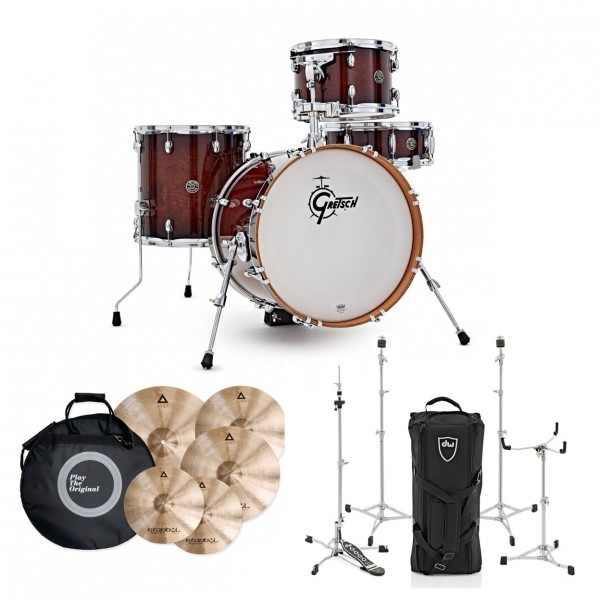 Gretsch Catalina Jazz 4pc, DW Hardware & Cymbal Pack, Walnut Glaze