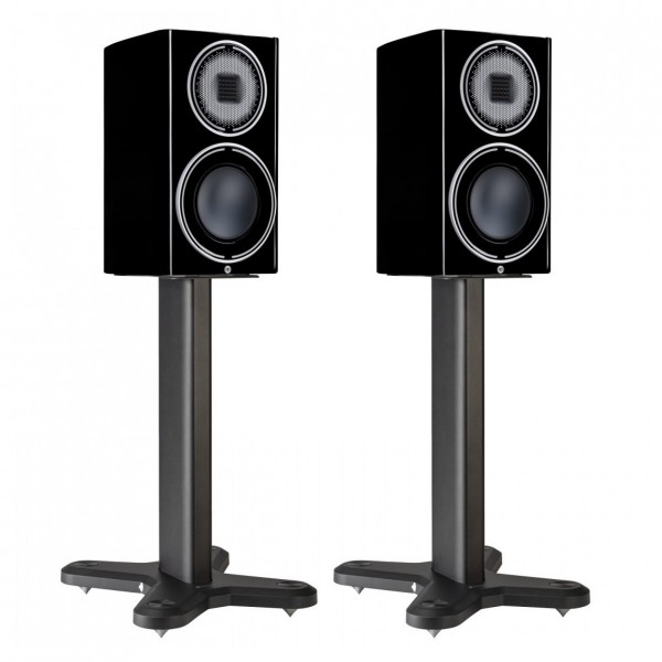 Monitor Audio ST-2 Universal Speaker Stand (Pair), Black with Platinum 100 mounted