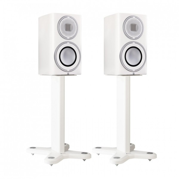 Monitor Audio ST-2 Speaker Stand, White with Platinum 100 Speaker