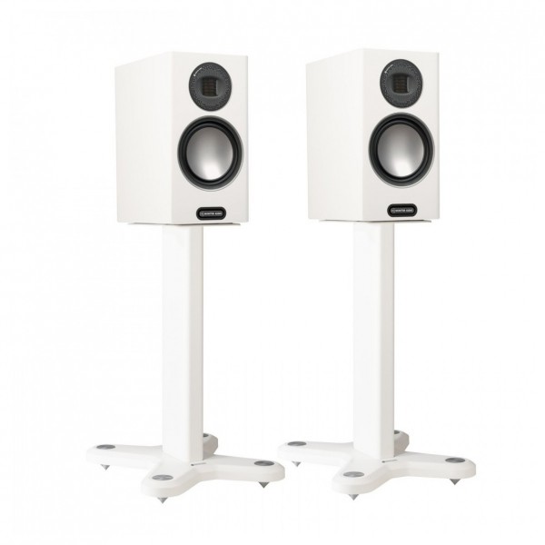 Monitor Audio ST-2 Speaker Stand, White with Gold 100 Speakers