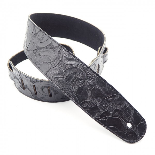 DSL Embossed Floral 2.5" Guitar Strap, Black