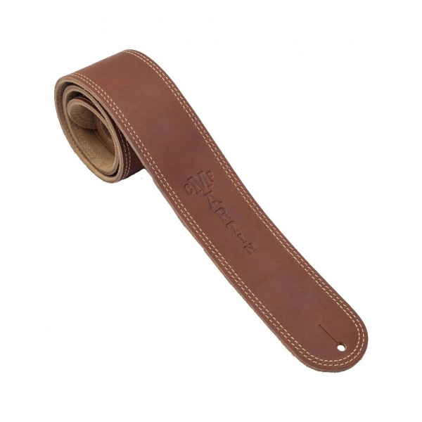 Martin Guitar Strap 2.5" Glove Style Leather w/Suede Back Brown - Rolled Up