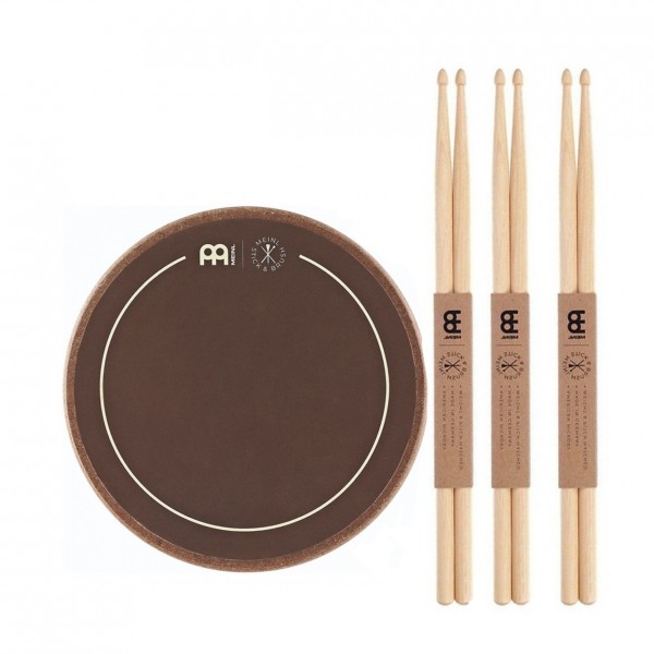 Meinl Stick & Brush Practice Pad & 5A Wood Tip Drumsticks