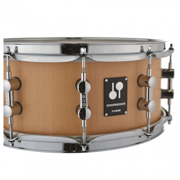 Sonor Kompressor 14 x 6" Natural Beech Snare Drum - Badge