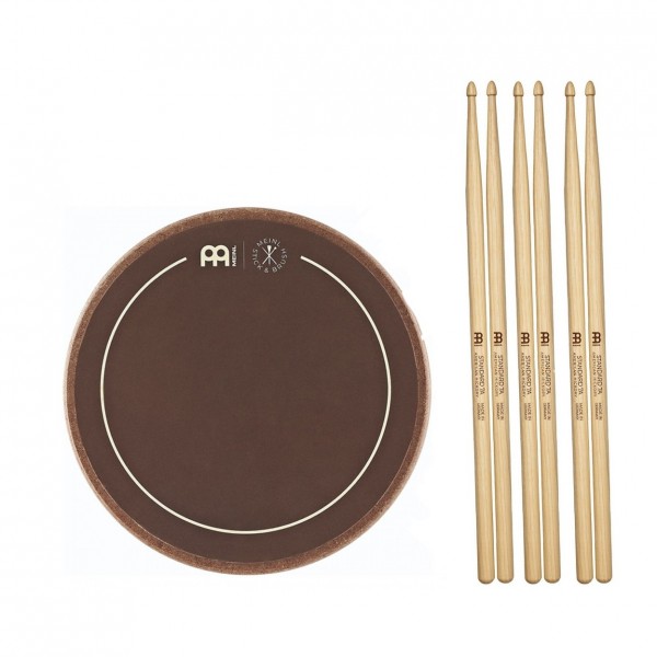 Meinl Stick & Brush Practice Pad & 7A Wood Tip Drumsticks