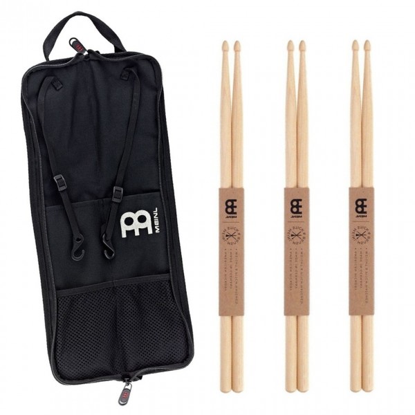 Meinl Compact Stick Bag & 5A Wood Tip Drumsticks