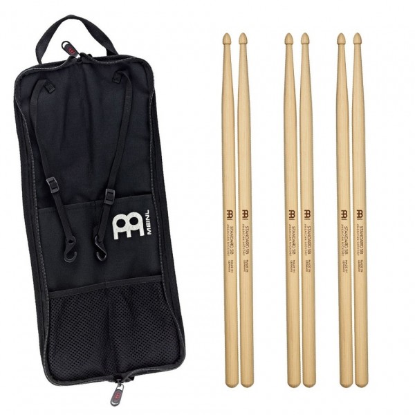 Meinl Compact Stick Bag & 5B Wood Tip Drumsticks