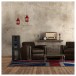 Wharfedale Linton Speakers with Stands (Pair), Black Oak Lifestyle Photo