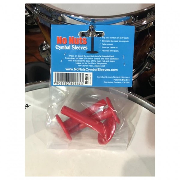 No Nuts Cymbal Sleeves 3pk, Red - Packaged Back