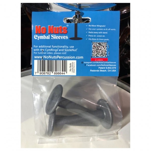 No Nuts Cymbal Sleeves 3pk, Silver - Packaged Back