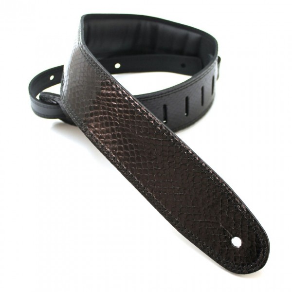 DSL Snakeskin Leather 2.5" Guitar Strap, Black