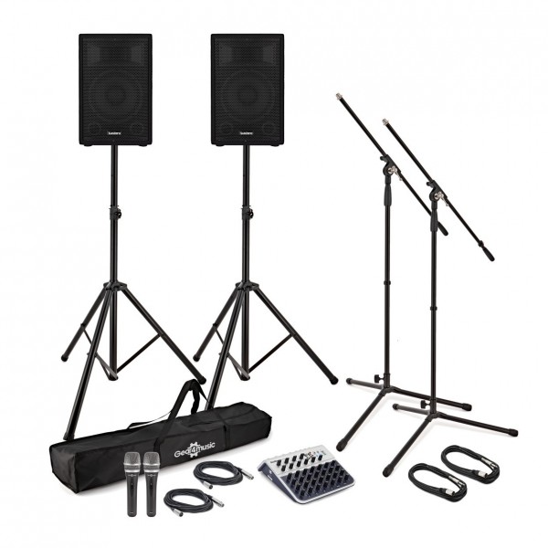 DISC SubZero C10A Active PA System with Stands, Mixer and Microphones ...