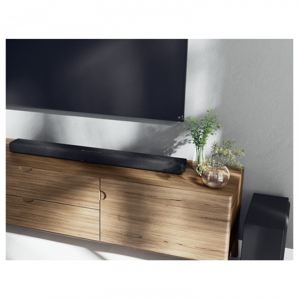 Yamaha True X 50A Soundbar and wireless Subwoofer, Carbon Gray Lifestyle View