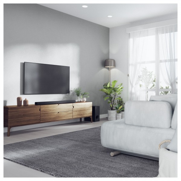 Yamaha True X 50A Soundbar and wireless Subwoofer, Carbon Gray Lifestyle View 2