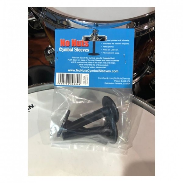 No Nuts Cymbal Sleeves 3pk, Black - Packaged Bottom